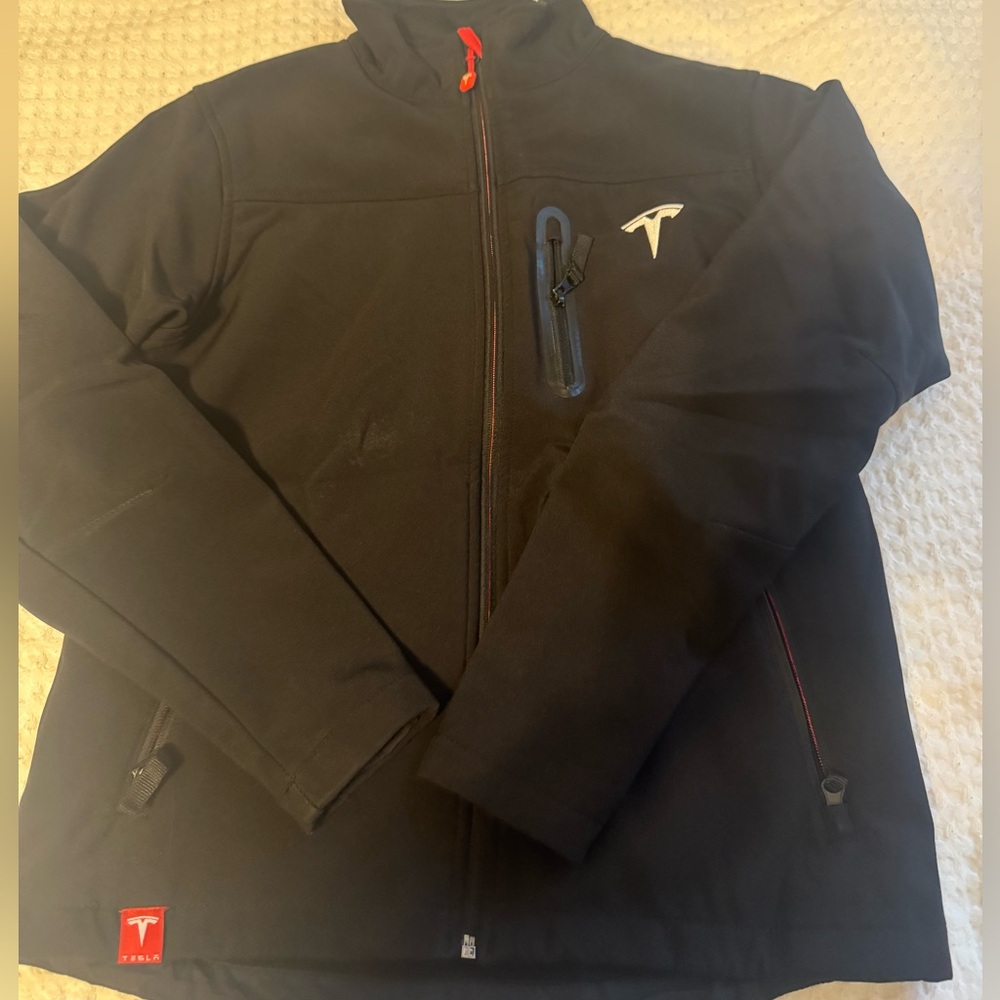 TESLA Black Softshell Jacket with Red/White Accents XS